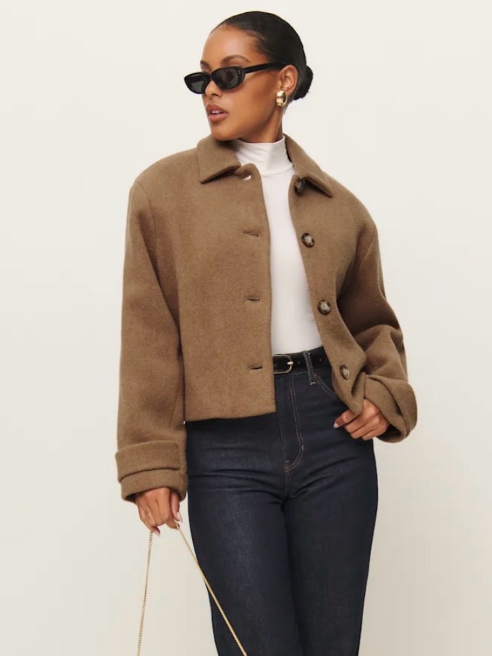 Reformation Enzo Jacket in Tan